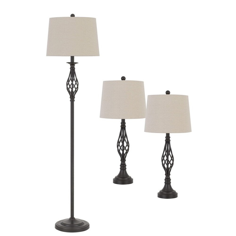 Three Piece Lamp Set - 29" Table Lamp /61" Floor Lamp