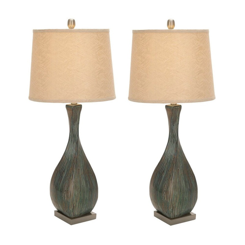 Urban Designs Blue Artistic Twisted Ceramic Table Lamp (Set of 2)