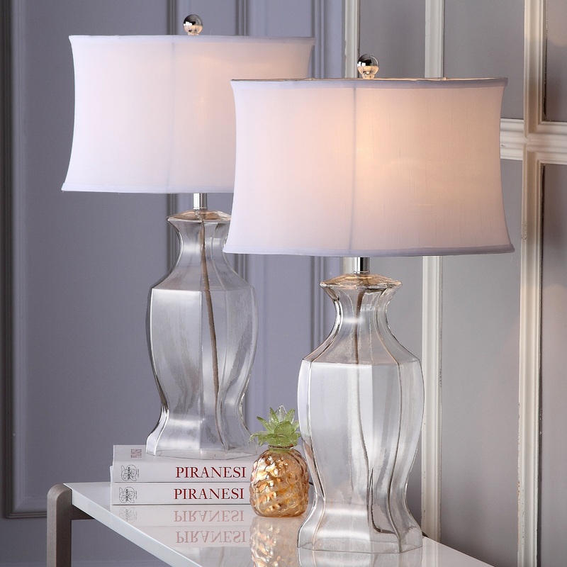 SAFAVIEH Lighting Gulzhan 27.5-inch Clear Glass Table Lamp (Set of 2) - 17"x12"x28" - 17Wx12Dx28H