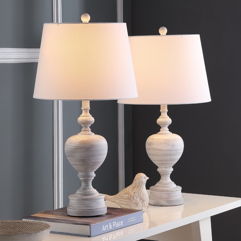 SAFAVIEH Lighting Janely 27-inch White LED Table Lamp (Set of 2) - 14"x14"x27" - 14Wx14Dx27H