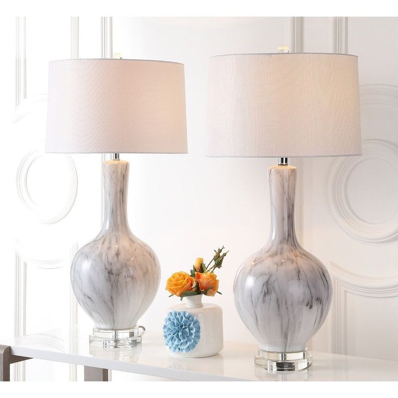 SAFAVIEH Lighting Jusztina 34-inch LED Table Lamp (Set of 2) - 16" x 16" x 33.75" - 16Wx16Dx34H