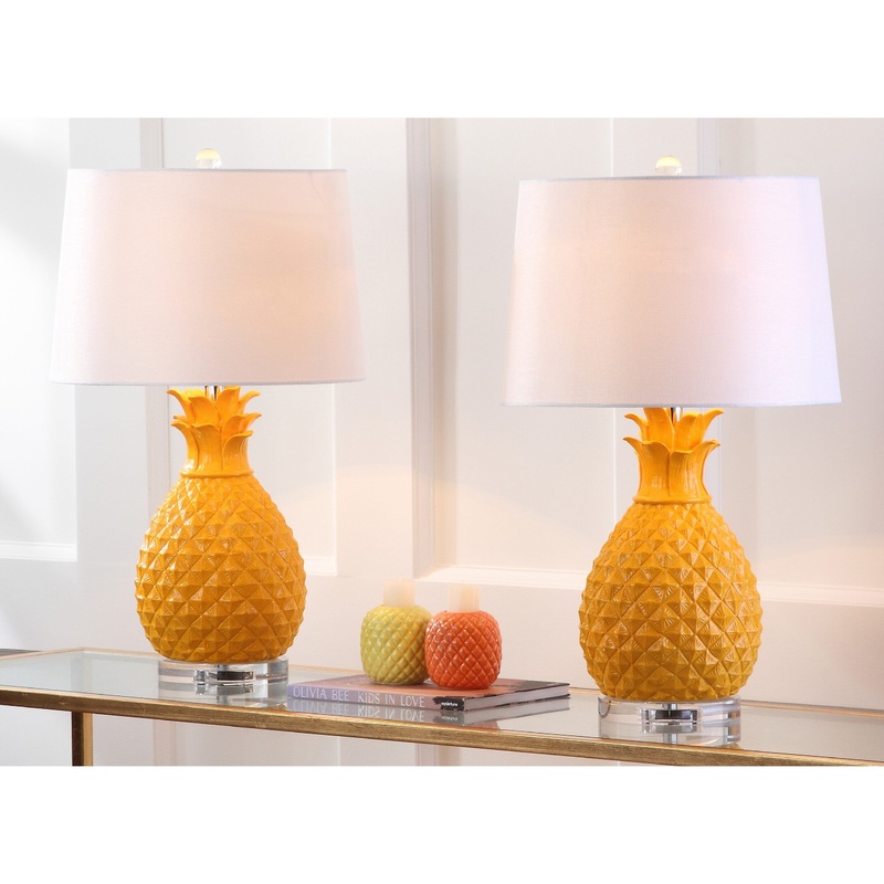 SAFAVIEH Lighting Karina 27-inch Pineapple Orange Table Lamp (Set of 2) - 15"x15"x25.5" - 15Wx15Dx26H