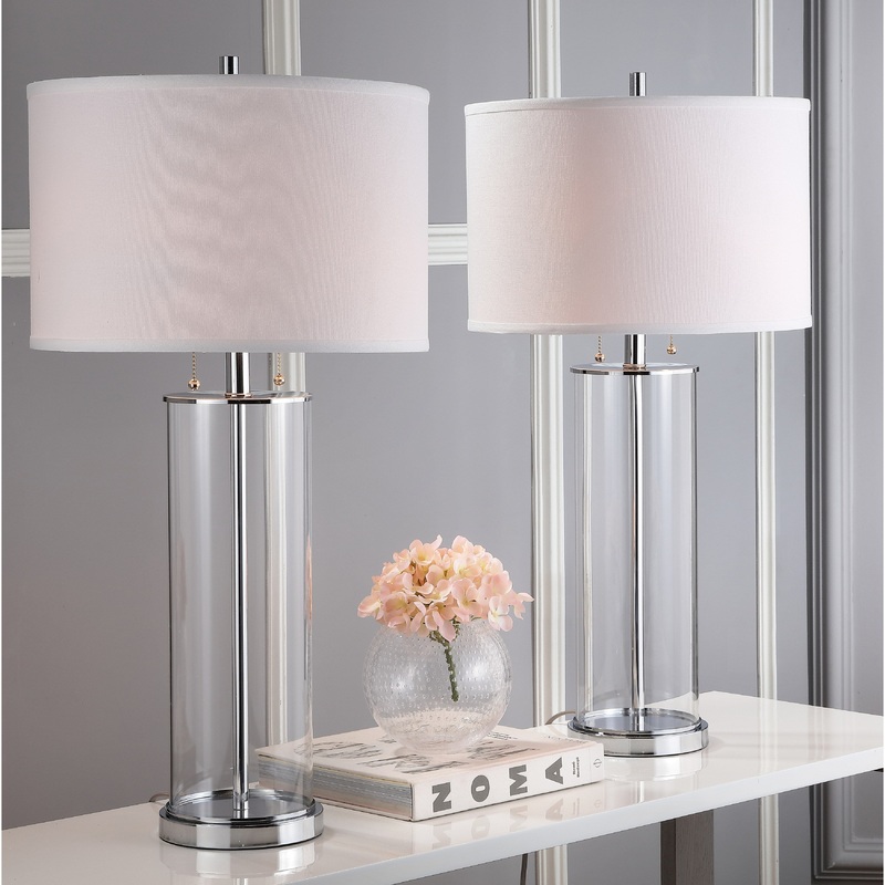 SAFAVIEH Lighting Latosha 31-inch Clear/ Off-White Table Lamp (Set of 2) - 16" x 16" x 31" - 16Wx16Dx31H
