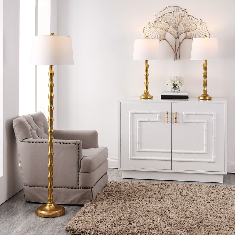 SAFAVIEH Lighting Nafie Floor And Table Lamp (Set of 3) - 13" W x 13" D x 30" H - 13Wx13Dx30H