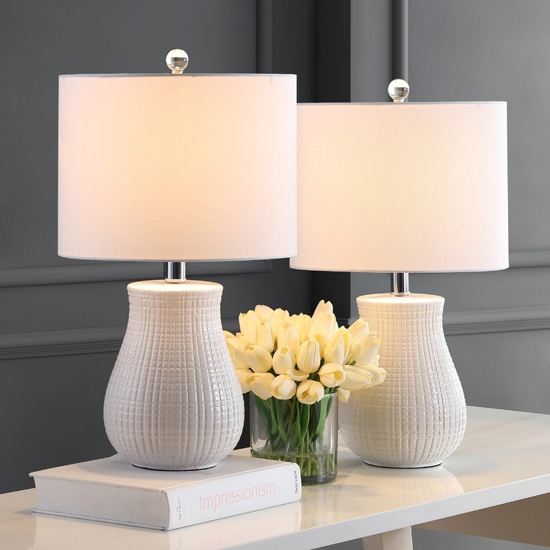 SAFAVIEH Lighting Nanja 21" LED Table Lamp (Set of 2) - 12"x12"x21" - 12Wx12Dx21H