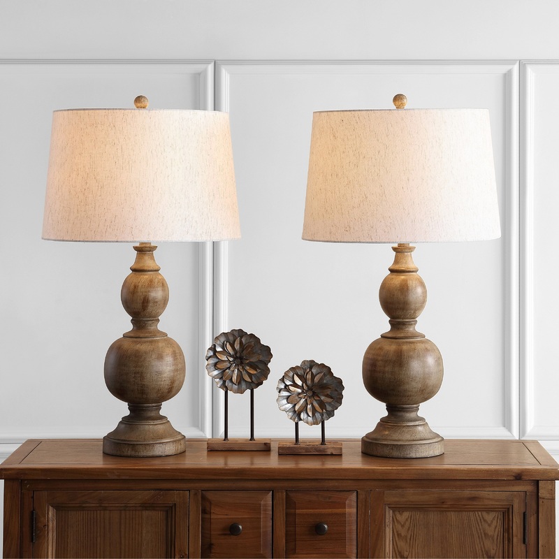 SAFAVIEH Lighting Nyree 32-inch Brown Table Lamp (Set of 2) - 17"x17"x31.5" - 17Wx17Dx32H