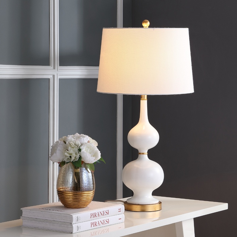 SAFAVIEH Lighting Tota 31-inch White/ Gold LED Table Lamp (Set of 2) - 16Wx16Dx31H