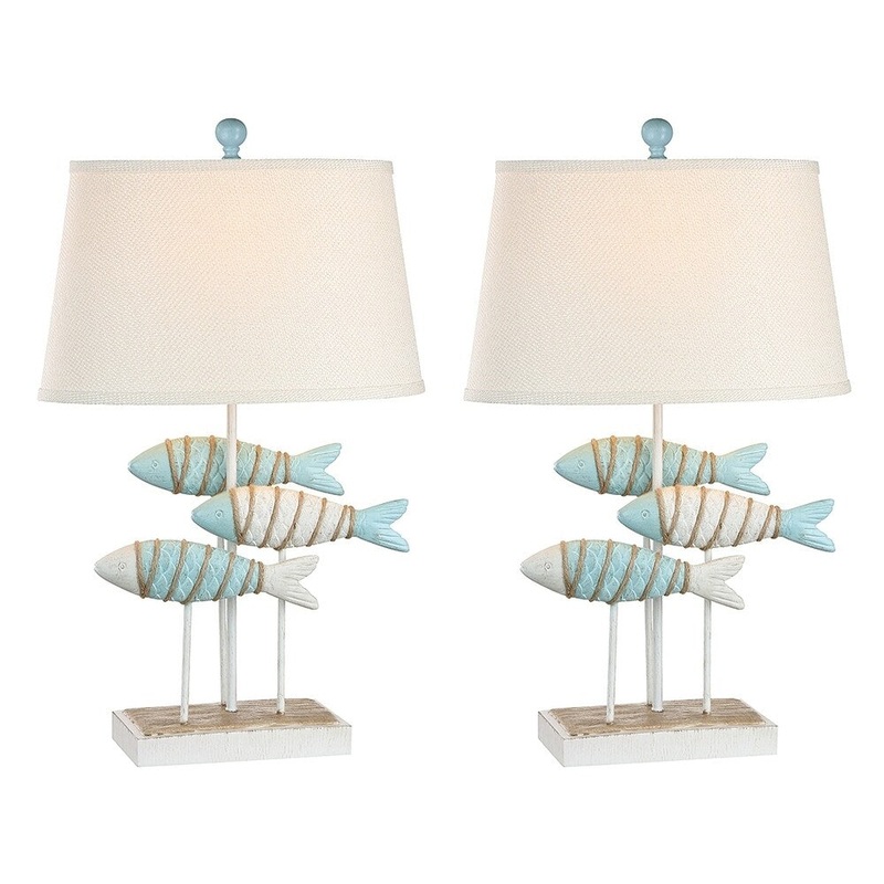 Sanibel Fish Coastal Table Lamp - Glacier Blue
