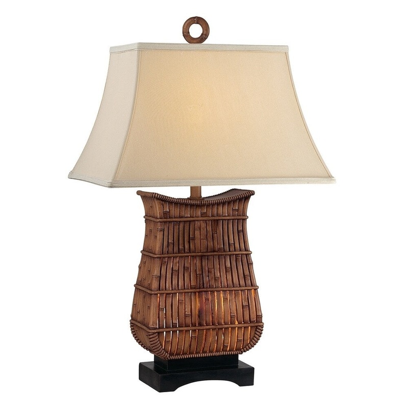 Seahaven Rectangular Rattan Night Light Table Lamp 33" high