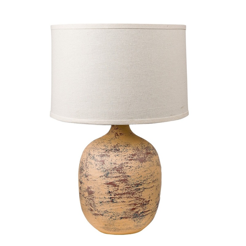 Soe 25 Inch Hydrocal Table Lamp, Drum Shade, Jar Base, Aged Terracotta