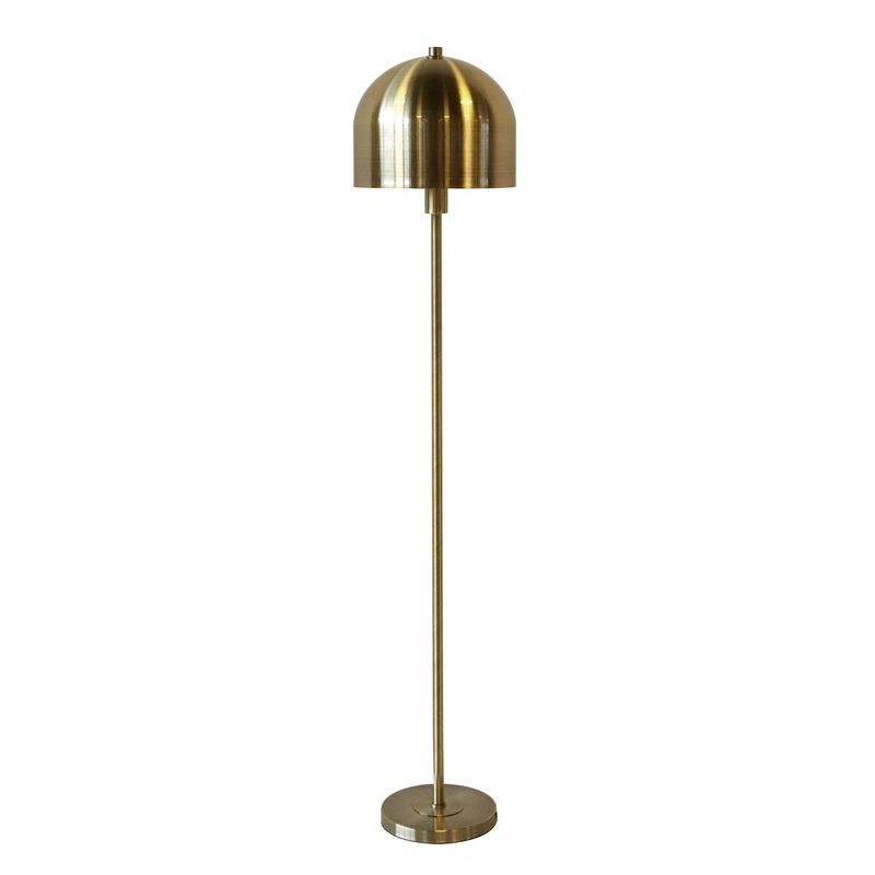 59 Inch Metal Mushroom Floor Lamp with Round Base, Gold