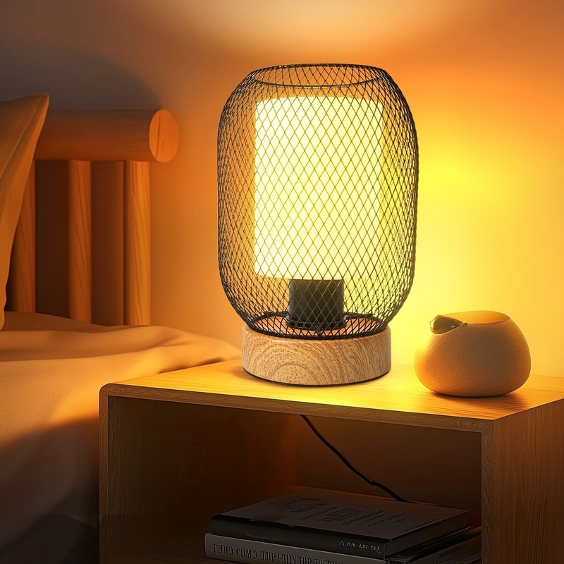 9 in. Uplight Desk Lamp with Iron Acrylic Double Layer Lampshade