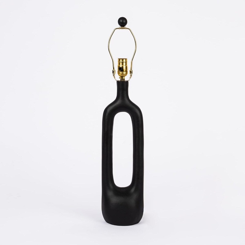 Aurora Home Abstract O Shaped Matte Black Metal Base Table Lamp