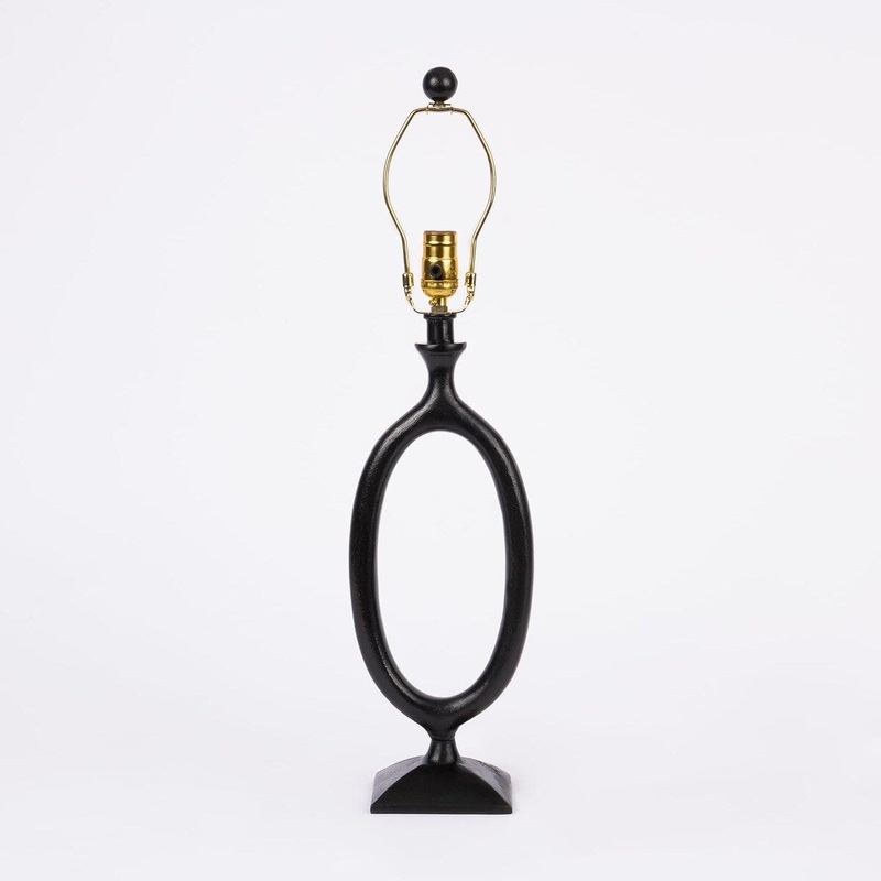 Aurora Home Vintage O Shaped Cast Black Metal Base Table Lamp