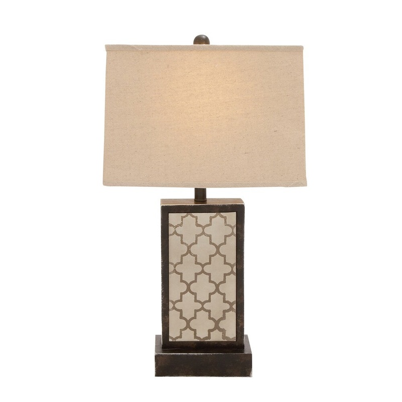 Benzara The Slick Black and Off-white Wood Table Lamp