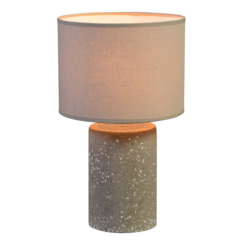 Cement Round Table Lamp with Textured Finish, Large, Dark Gray