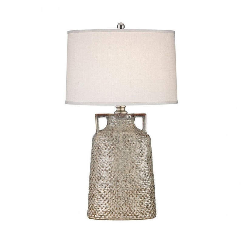 Charring Cream Glaze Table Lamp Made Of Ceramic And Metal With A