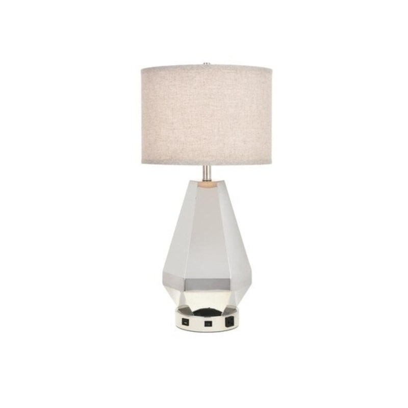 Somette Verona 1-Light Polished Nickel Finish Table Lamp