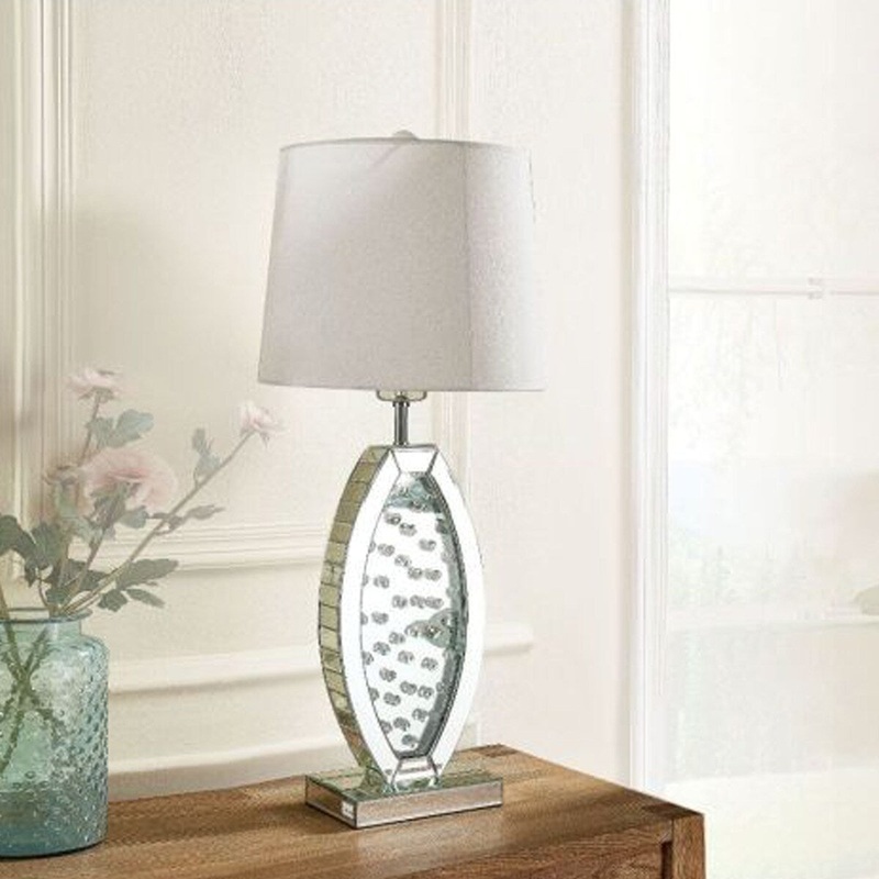 Table Lamp in Mirrored & Faux Crystals