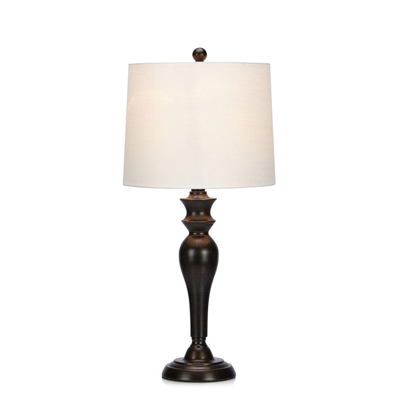 Traditional Style Side Table Lamp, Black with golden accents.