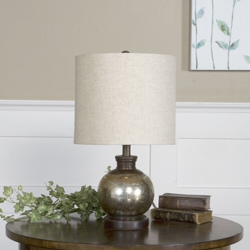 Uttermost Arago Antiqued Mercury Glass and Wood Table Lamp