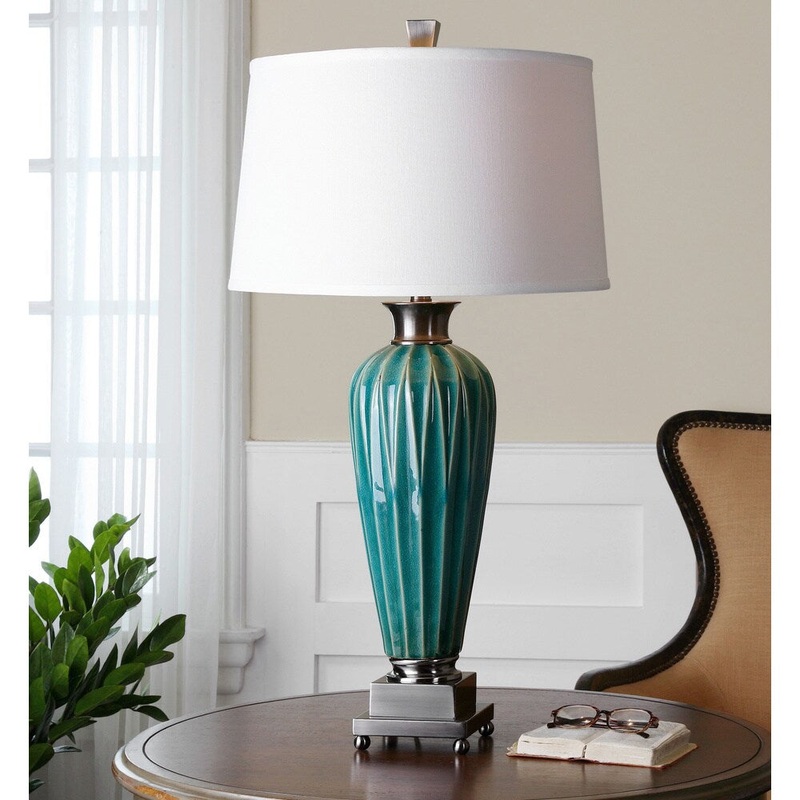 Uttermost Bethune Distressed Blue Ceramic Table Lamp