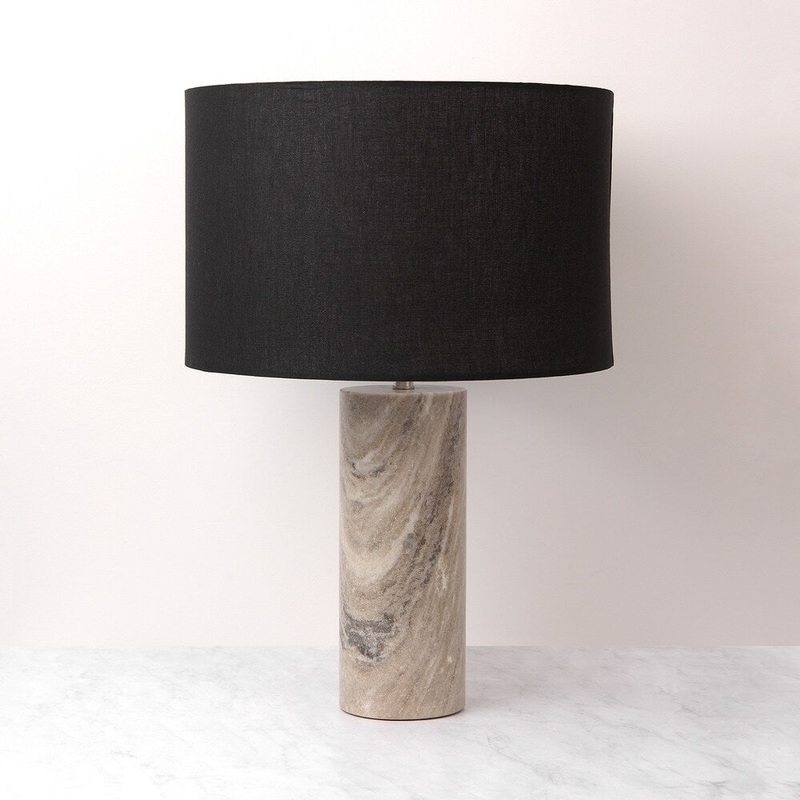 Aurora Home Beige Marble Lamp with Shade