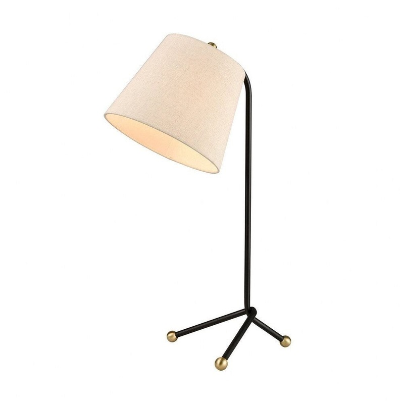 Chiltern Brow - 1 Light Table Lamp Black Finish with Sand Linen