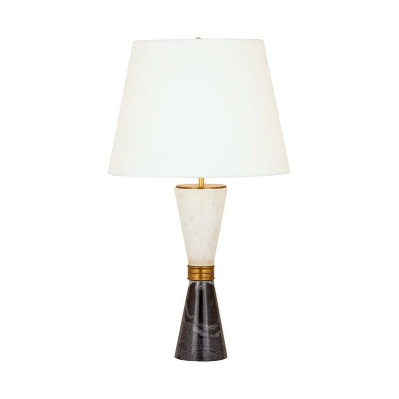 Churchill Point - 1 Light Table Lamp White Marble/Black Marble/Aged
