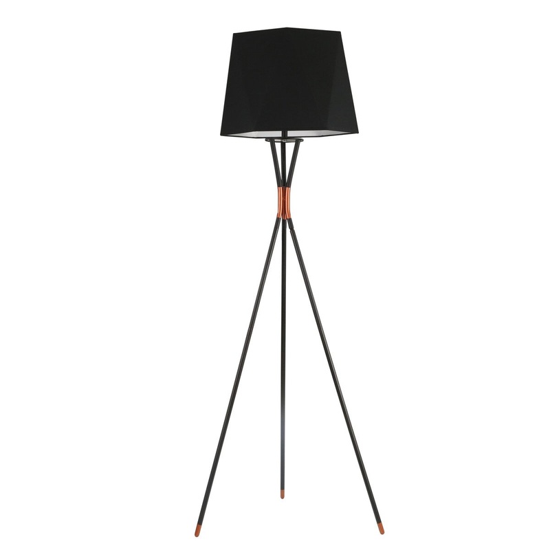 60 Inch Tripod Metal Floor Lamp with Drum Shade, Bronze and White