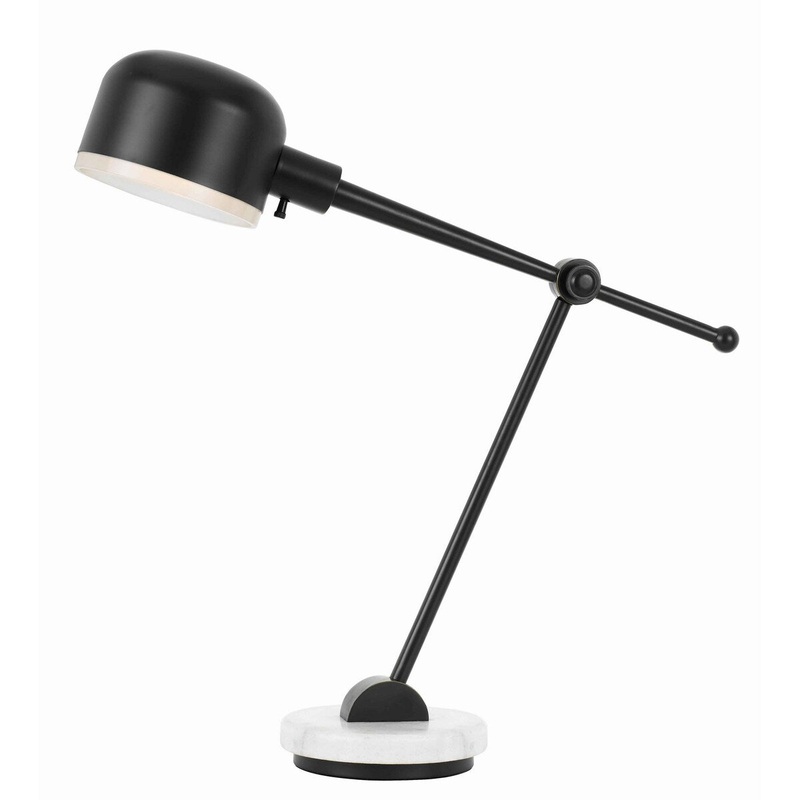 60 Watt Metal Frame Desk Lamp with Adjustable Head, Black and White