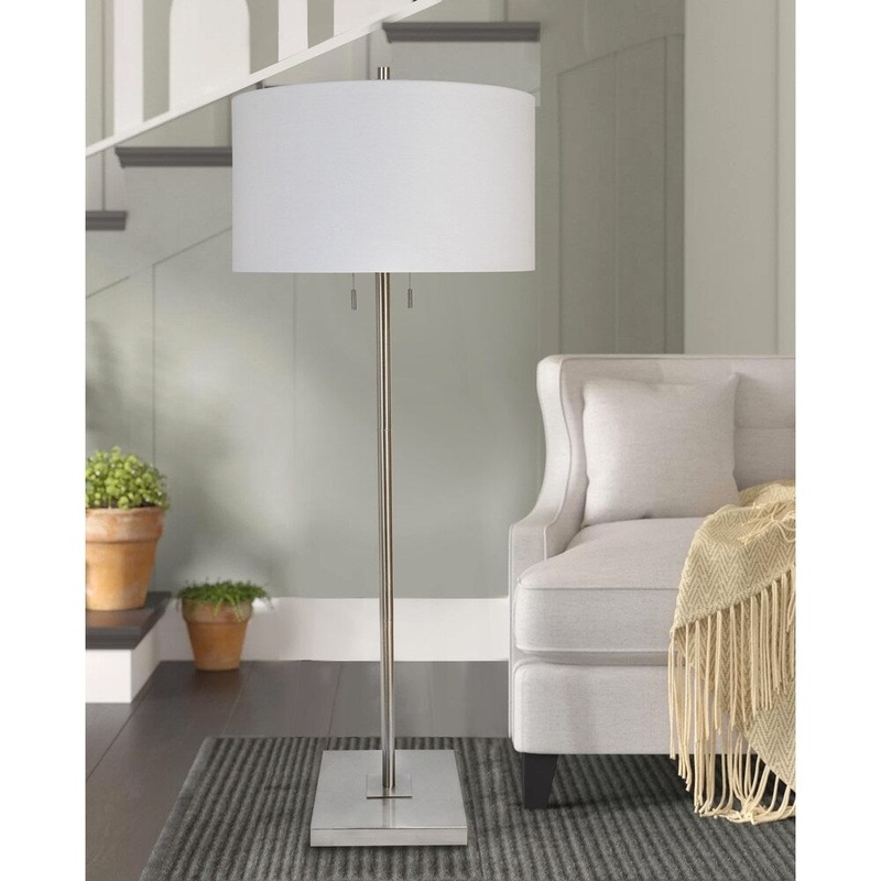 65" Oil Rubbed Bronze Floor Lamp W/ White Linen Drum Shade