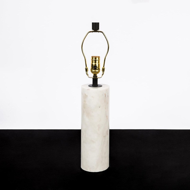 Aurora Home White Marble Cylinder Base Table Lamp