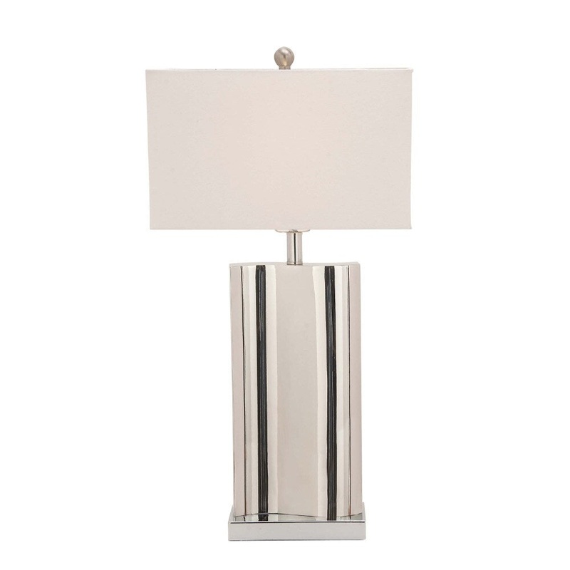 Benzara Elegant Cream Metal Table Lamp