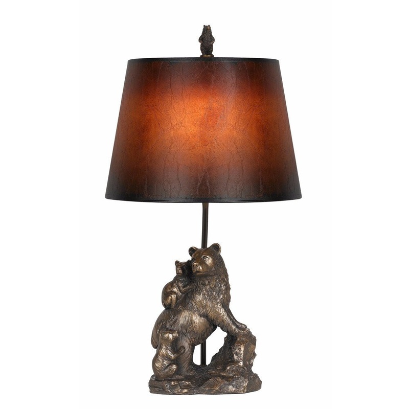 Bronze Resin Bear 100-watt Table Lamp