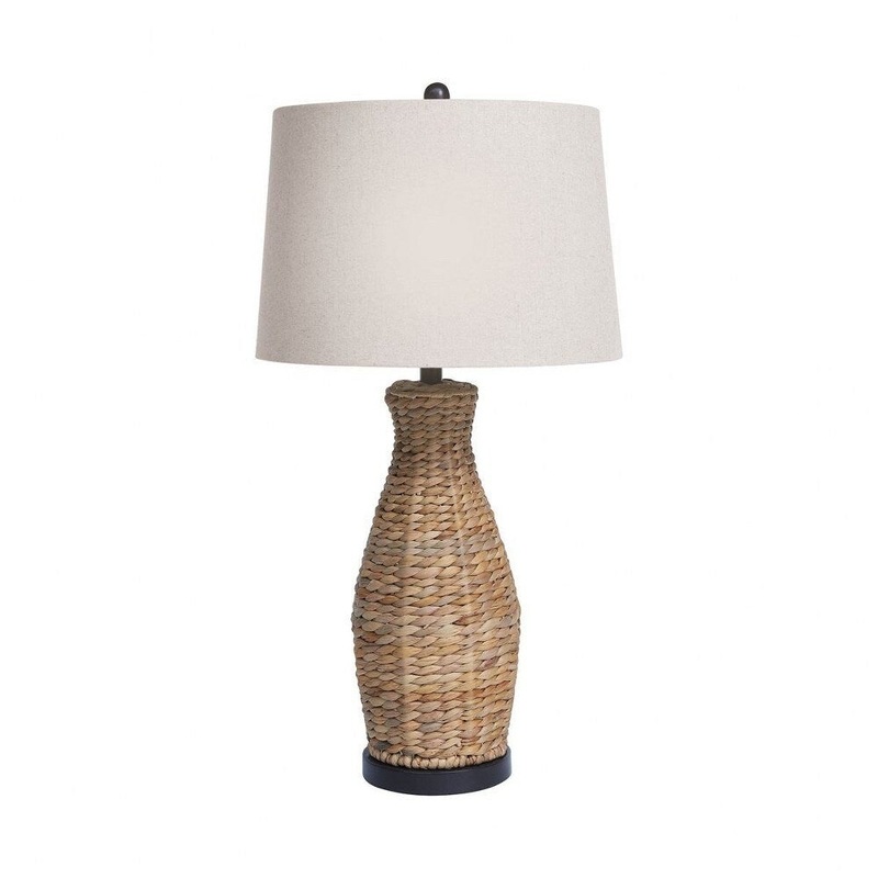 St Ann's Square - 1 Light Table Lamp Natural Finish with Sand Linen Shade