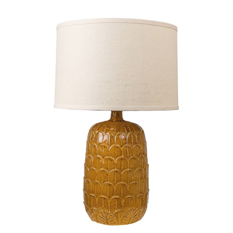 Suzi 25 Inch Table Lamp, Curved Vase Design, Geometric Caramel Brown