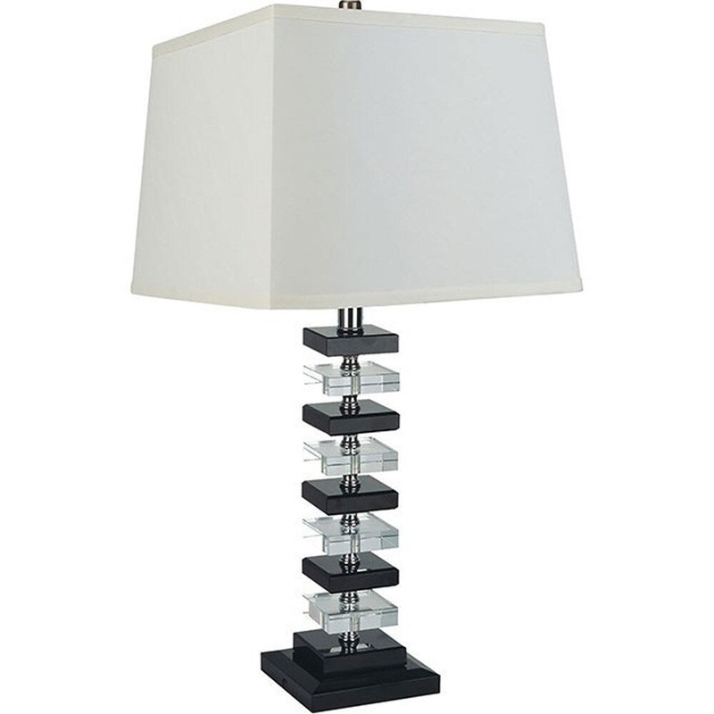TESS Contemporary Table Lamp, Crystal Clear And Black, Set of 2