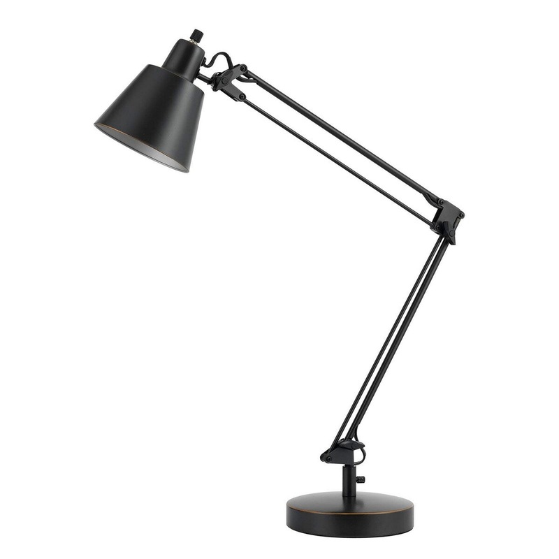 60W Metal Task Lamp with Adjustable Arms and Swivel Head, Set of 2, Black