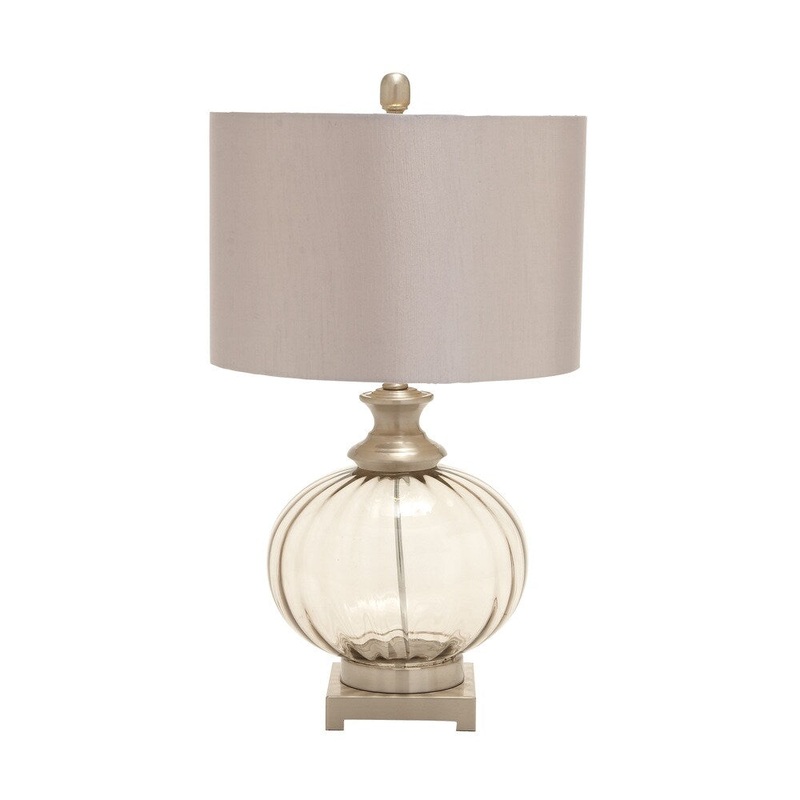 Benzara Wonderful Styled Glass Metal Table Accent Lamp