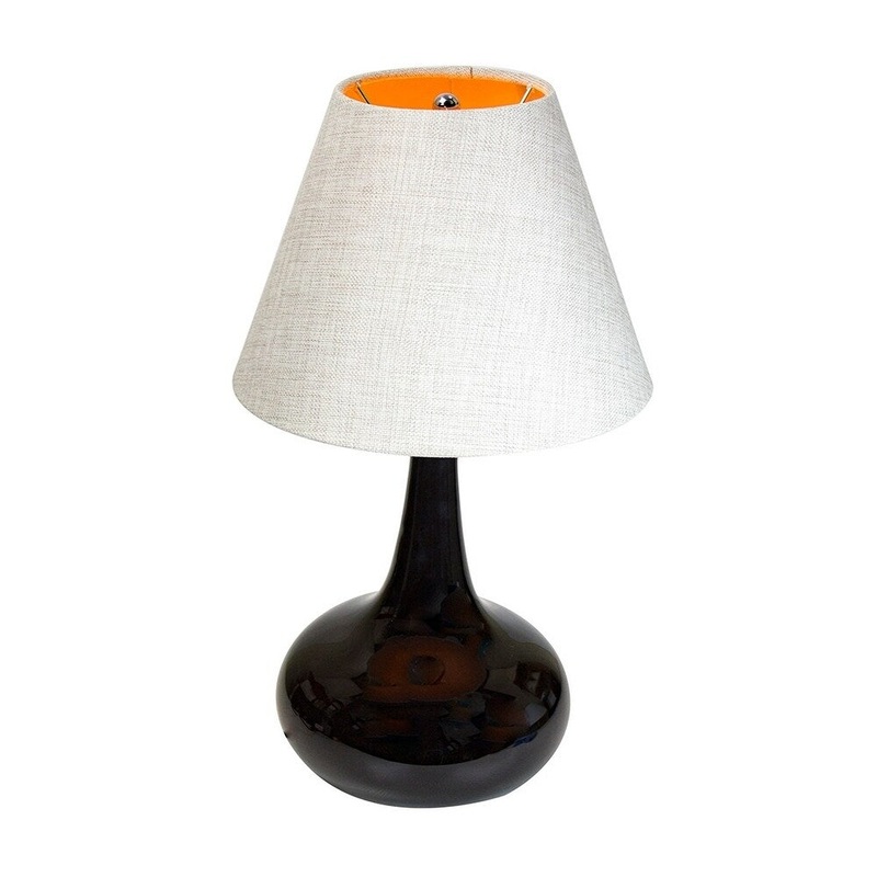 Brittany Table Lamp Base by Laura Ashley with Empire Hard Back Khaki Burlap Shade