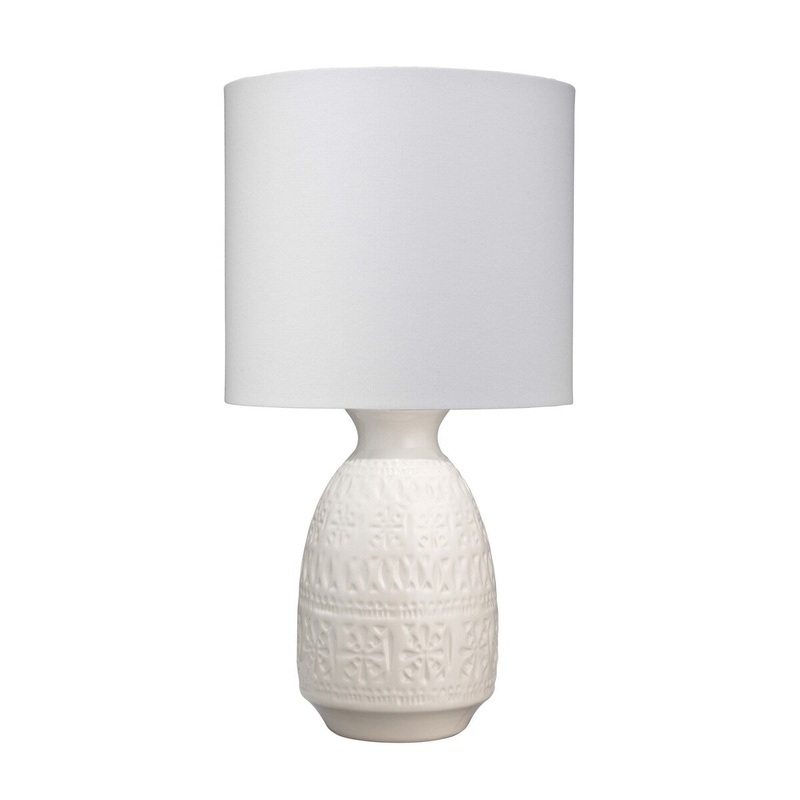 Ceramic Table Lamp with Repeating Pattern, White