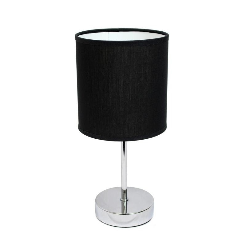 Chrome Mini Basic Table Lamp with Fabric Shade Black