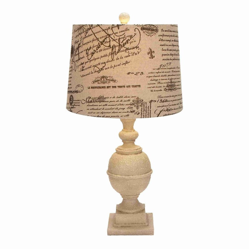Script Printed Shade Resin Table Lamp