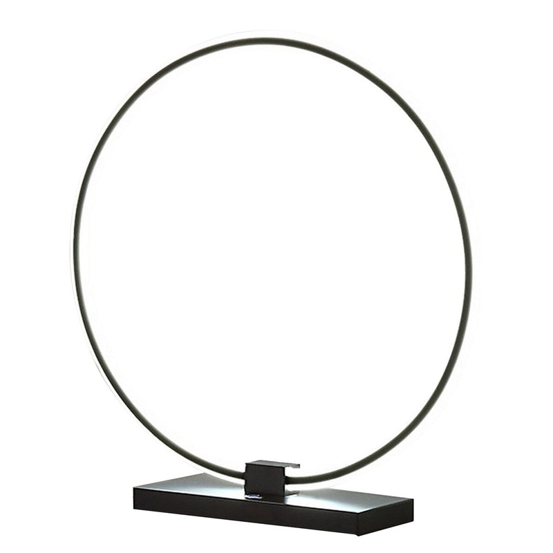 Sine 21 Inch Table Lamp, Modern Circle Ring LED, Sleek Black Metal Base