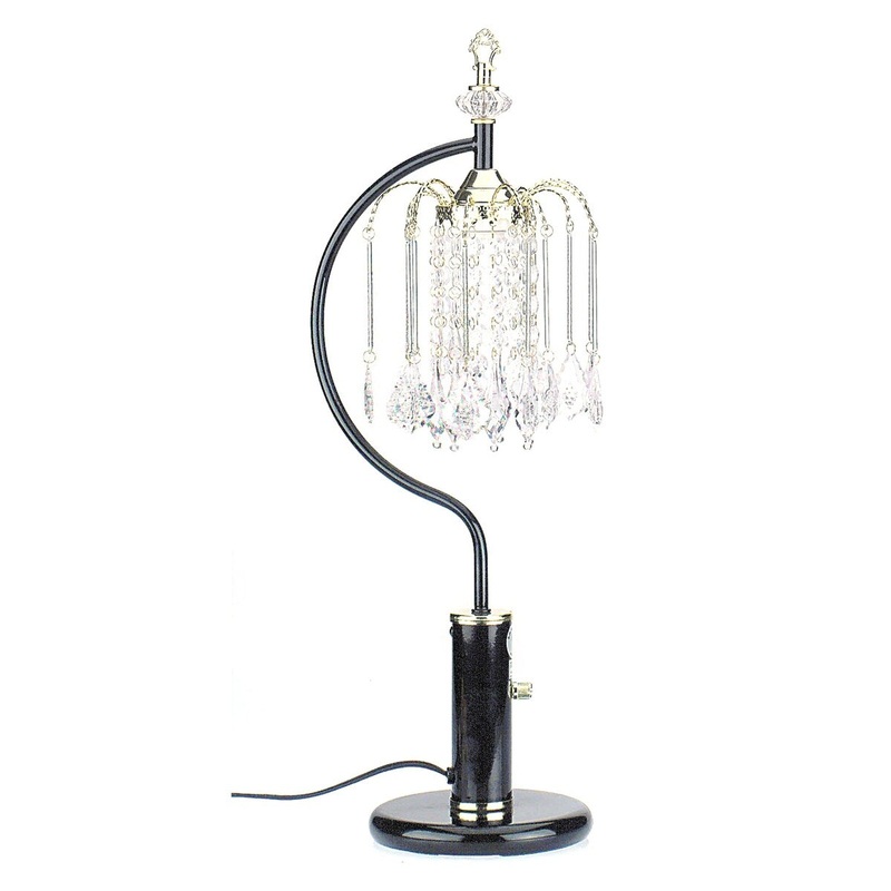 Table Lamp with Chandelier Style and Tubular Arched Support, Black