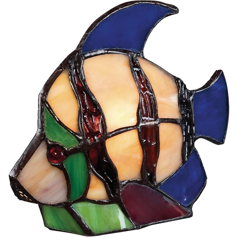 Tiffany-style Angel Fish Single-light Accent Figurine Lamp - Multi-color