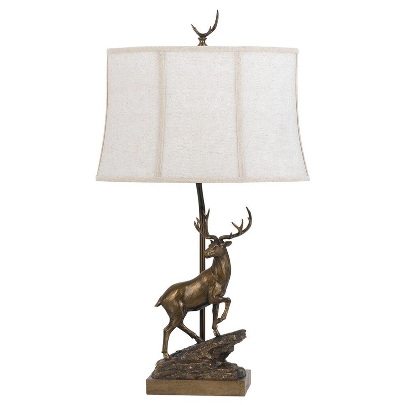 Bronze Resin 100-watt Deer Table Lamp