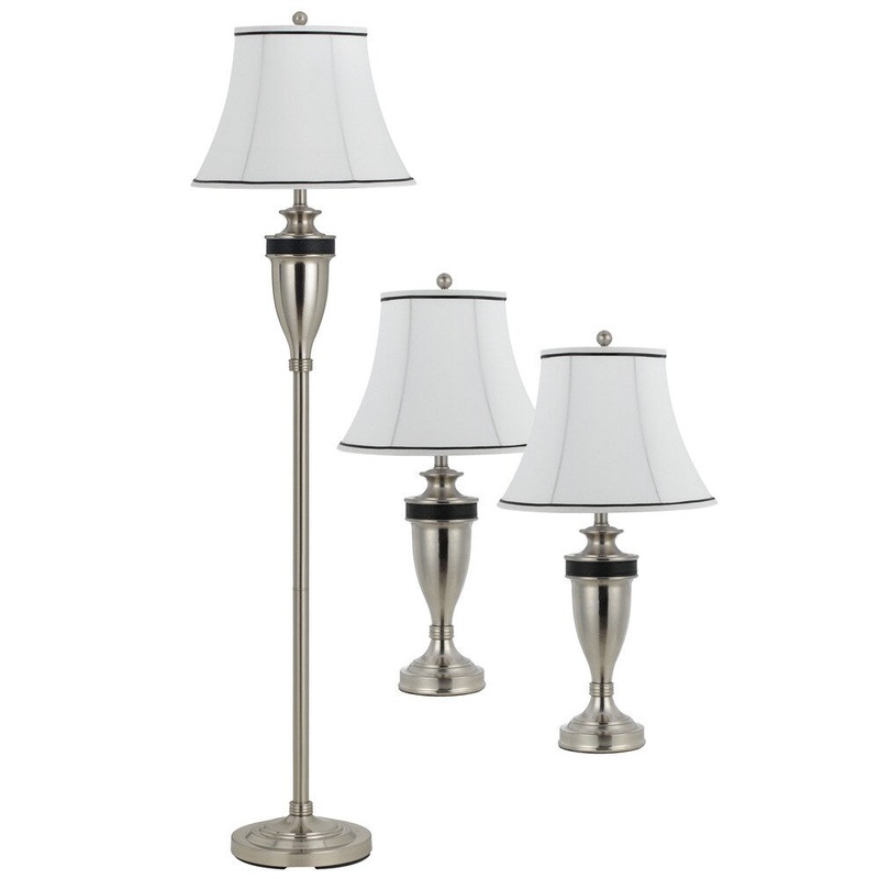 Cal Lighting Rubbed Matte Steel 3-piece Lamp Set