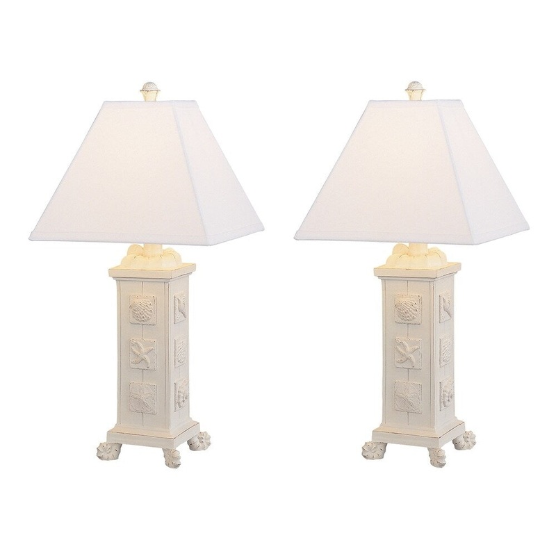 Seahaven Accent Cottage White Shell Table Lamp 21" high